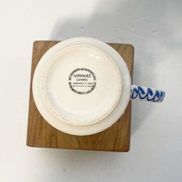 Artisan Nakkas Cini Turkish Ceramic Coffee Mug Floral Handpainted Green Red Blue - Picture 6 of 7